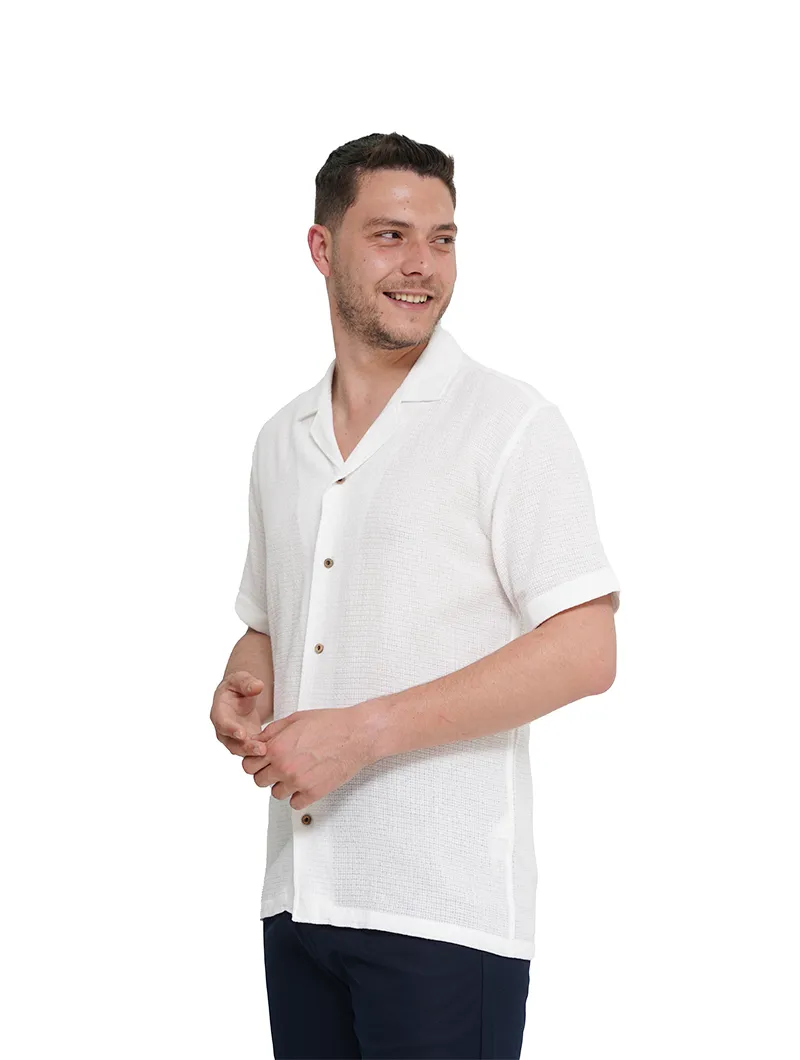 Chemise à manches courtes avec lin